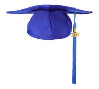 HOMSFOU Chapeau de Graduation Ajustable Bleu en Polyester avec Pompon Décoratif pour Fêtes de Remise de Diplôme 2025, Style Élégant et Traditionnel pour Étudiants Diplômés