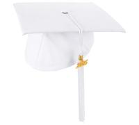 HOMSFOU Chapeau de Remise de Diplôme Blanc 2025 avec Pompon Réglable en Polyester pour Étudiants, Accessoire Élégant pour Fêtes et Soirées Scolaires