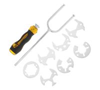 HOMSFOU Clé à Évier Multifonction pour Espaces Restreints | Vannes D’angle, Dents Antidérapantes, pour Robinets Anciens, Acier Carbone, Têtes Interchangeables, Filtres