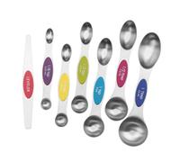 HOMSFOU Cuillères Doseuses Magnétiques En Acier Inoxydable 6 Pièces Double Tête Avec Niveleur Pour Cuisine Mesure Précise Sel Poudre Ingrédients Rangement Aimanté Facile