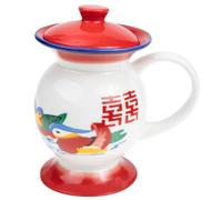HOMSFOU Gobelet Isotherme Portable en Céramique Design Rétro, Tasse à Café Décorative à Bord Lisse, Maison Restaurant