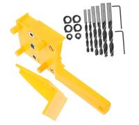 HOMSFOU Kit de Gabarit de Perçage Droit et Forets à Bois 15 Pièces Outil à Tourillons Guide de Perçage Précis Portable et Léger Travail du Bois, Menuiserie Accessoires pour Perceuse Usage