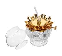 HOMSFOU Lanterne à Huile de Lotus en Verre et Métal, Lampe à Huile Vintage Décorative Bouton Réglable et Stabilité Coupe-Vent, pour Intérieur et Église