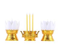 HOMSFOU LED D'encens Lotus Lampe Bouddhiste Brûleur D'encens Électronique Trésor Bol Figurine Ornement pour Richesse Prospérité Bonne Chance Temple Fournitures Bouddhistes