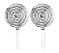 HOMSFOU Lot de 2 Diffuseurs de Chaleur Acier Inoxydable pour Casseroles et Poêles, Plaque Mijoteuse Poignée Blanche, Accessoire la Cuisine pour Cuisson Douce sur Gazinière