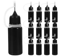 HOMSFOU Lot de 20 Flacons Souples à Embout Fin 10 Ml, Distributeurs de Colle et Applicateurs D'huile Noirs Opaques, Bouteilles Rechargeables pour Liquides Précis Usage Cosmétique
