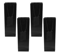 HOMSFOU Lot de 4 Paquet à Bouteilles en Papier Noir Vintage pour Vin avec Poignées, Paquet Présents Élégants et Réutilisables pour Fêtes D'anniversaire et Occasions Spéciales