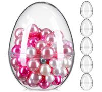 HOMSFOU Lot de 6 Gros Oeufs en Plastique Transparents pour Pâques, Boîte de Rangement Créative en Plastique, Multi-usage et Fermeture Étanche, pour Célébrations Festives