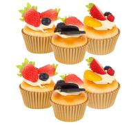 HOMSFOU Lot De 6 ModèLes De GâTeaux Faux RéAlistes en PU Souple pour DéCoration De Table PréSentoir Cupcake Accessoires Photo Et Jeu De RôLe À Usage Domestique Ou Commercial