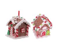 HOMSFOU Ornement Maison De Pain D'Épices Suspendu 7.5X7X5.5Cm Décoration De Sapin De Noël Artisanale en Pâte Polymère pour Fêtes Et Cadeaux Festifs