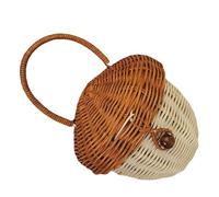 HOMSFOU Panier en Rotin Tressé Rustique pour Garçon et Filles Anse, Petit Paquet Portatif Forme Gland 25x16/26 Cm, Accessoire Photo et Rangement pour Goûter, Décoration Pâques et Chambre