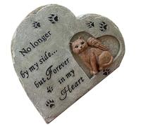 HOMSFOU Pierre Tombale pour Animaux de Compagnie en Résine, Statuette Commémorative Chat Domestique Cœur Ange, Décor Jardin Extérieur Résistant, Mémorial pour Chats Disparu, Pierre