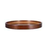 HOMSFOU Plateau Tournant Décoratif en Bambou Rond, Plateau de Service Rangement, Simple Couche, pour Table Basse, Salon, la Cuisine, Bureau, Fête
