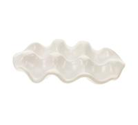 HOMSFOU Porte-œufs en Céramique Vintage pour Réfrigérateur, Plateau Rangement 12 Œufs, Support Protecteur Solide, Organisateur Pratique la Cuisine, Assiette à Œufs Multifonctionnelle