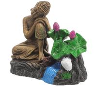 HOMSFOU Statue Bouddha Résine pour Aquarium Ornement Méditatif Résistant et Réutilisable Décoration Élégante pour Bassin et Intérieur