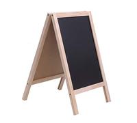 HOMSFOU Tableau Noir Double Face 25x40cm en Bois sur Trépied, Mini Tableau Noir pour Comptoir de Bar, Usage Bureau et Garçon et Filles, Support Chevalet Pratique et Couleur Aléatoire
