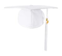 HOMSFOU Toque de Remise de Diplômes Adulte Réglable 2025 Blanc en Polyester avec Gland, Design Traditionnel et Matériau Robuste pour Fêtes et Soirées Étudiantes