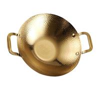 HOMSFOU Wok pour Cuisson en Acier Inoxydable, à Double Poignée Fond Plat | Surface Lisse et Bien Polie, Revêtement Antiadhésif, Transport Facile, Ébullition Rapide, Maison, Buffet ou Restaurant