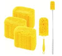 Homshsjhkis 32 Pièces Plumeau Poussiere Recharge, Compatible avec Swiffer Plumeau, Anti Poussiere, 360° Duster Nettoyage Recharge pour Nettoyer la Poussière, la Saleté, Les Poils d'animaux (Jaune)
