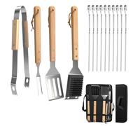 Homshsjhkis Ustensiles Barbecue, Ensemble Kit Barbecue Outil en Acier Inoxydable avec Sac, Professionnelle Accessoire Barbecue Spatule Plancha Fourchette Ustensiles pour Jardin, Extérieur, Randonnée