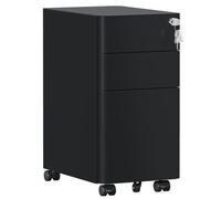 HOMSTEEL Caisson de Bureau Metal,Caisson à 3 Tiroirs,46Px30Lx59H cm,Noir | Caisson de Rangement Mobile,Coins arrondis, Meuble de Rangement Bureau,avec Serrure,4 Clés,Prémonté