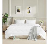 HOMTEC Insert de Couette en Coton, Blanc, Alternatif au Duvet, 100% Coton, matelassé, léger, Toutes Saisons, 4 languettes d'angle, Durable, Respirante, silencieuse