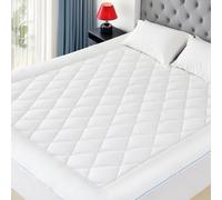 HOMTEC Protège-Matelas en Coton matelassé pour très Grand lit californien avec Poche Profonde de 45,7 à 55,9 cm, Rembourrage Alternatif en Duvet Blanc, Silencieux et Respirant