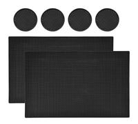 Homtone Lot de 6 Tapis de Service de Bar 45,7 x 30,5 cm | Tapis Antidérapant en Caoutchouc pour Séchage de Verre, Comptoir, Café, Whisky, Cocktail - Cuisine, Bar, Restaurant, Noir