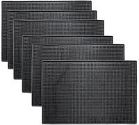 Homtone Paquet de 6 Tapis de Bar Noir 45x30cm | Tapis de Déversement pour Séchage des Verres, Service de Mélange de Cocktails pour Comptoir