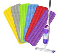 HOMTOYOU Lot de 6 serpillères de Rechange en Microfibre réutilisables et | Lavable en machine, nettoyage de sol multi-surfaces, chiffons de balayage de rechange, adaptés pour balai pulvérisateur de 33