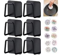 HOMURY Porte Eponge Evier Cuisine 6 Pcs Support Eponge Evier Cuisine, Porte éponge en Acier Inoxydable, Porte-éponge de Cuisine sans Perçage, Porte-éponges Auto-Adhésifs (Noir)