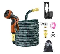 Homvvi Tuyau d’arrosage extensible - 22,6 m avec buse de pulvérisation à 10 fonctions, tuyau d’arrosage flexible avec raccords de tuyau de 3/4", 1/2", tuyau d’arrosage léger et étanche pour jardin