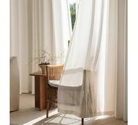 Homxi 2 Panneaux Rideaux Semi Occultant Fenetre Salon Adulte,2 x 96W x 138H CM,Rideau de Salon Blanc Couleur Unie Rideaux a Oeillet
