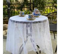 Homxi Nappe Antitache Rectangulaire,150 W x 250 L CM,Nappes Table Polyester Motif Floral Brodé en Dentelle Blanc Nappe Exterieur Anti Tache