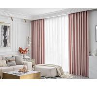 Homxi Rideau Cuisine Moderne Lot de 2 Rideau Thermique Isolant Occultant,2 x 132W x 115H CM,Rideaux Chambre Occultant Rose Couleur Unie Rideau avec Crochet