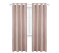 Homxi Rideaux Lot de 2 Rideau Thermique et Occultant 2 x 132Wx160L CM,Rideaux Isolant Occultant Rose Clair Couleur Unie Rideaux avec Oeillets