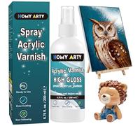 HOMY ARTY Vernis Acrylique en Spray, Vernis Acrylique Brillant, Spray Transparent Finition Brillante pour Protection Durable, Prêt à l’Emploi pour Argile et Œuvres d’Art, 200 ml