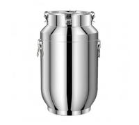 Homyl Conteneur de Rangement Étanche en Acier Inoxydable Récipient de Stockage Hermétique Seau à Couvercle Clipsé Poignées de Transport Surface Argentée, 40L