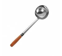 Homyl Louche à Soupe Cuillère Inox Poignée Isolée Grande Profondeur Finition Miroir Adaptée Cuisine Salle à Manger Restauration Collective, 12 Liang, Manche En Bois Brillant