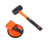 Homyl Maillet de Pose de Revêtements de Sol avec Ventouse, Outil Professionnel Compact et Réglable pour de Parquet, Carrelage, Pierre et Vinyle. Con, Orange