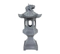 Homyl Ornement de Lanterne Solaire avec Lanterne Solaire Artisanale, Décoration de Jardin en Résine, Statue de pour Porche, Balcon, Terrasse, 10x10x32cn