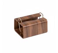 Homyl Porte-serviettes Bois Distributeur de Mouchoirs Support pour Serviettes Dispositif d'Extraction Structure Élégante en Noyer et Laiton Adapté pour, Moderne Avec Poignées Carrées