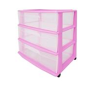 Homz Chariot de rangement large en plastique 3 tiroirs Violet