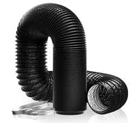 Hon&Guan Conduit d'air Flexible Tuyau de Ventilation 100 mm x 5 m en Feuille d'aluminium et PVC pour Chauffage et Climatisation, Seche Linge, Ventilateur Extracteur Air (Ø100mm, 5 Mètres, Noir)