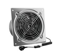 Hon&Guan Extracteur d'air 150mm avec Clapet Anti-retour Métallique 525m³/h | avec Interrupteur, Câble de 2,5 mètres, avec Prise EU, pour Cuisine, Garage, Atelier, Grenier, Débarras, Argenté