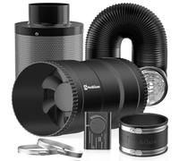 Hon&Guan Kit complet de ventilateur tubulaire en ligne de 150 mm 587 m³/h avec variateur de vitesse, filtre à charbon actif, tuyau d'extraction en caoutchouc, embout en caoutchouc, système de