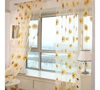 Honana WX-C4 1x2m Tournesol Voile Rideau Transparent Panneau Fenêtre Espace Diviseur Rideau AccueilReproduction - Jaune 100cm x 200cm