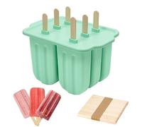 HoneTeek Lot de 6 moules à glace en silicone avec 50 bâtonnets en bois, moules à glace pour tout-petits sans BPA, faciles à démouler, moules à glace pour enfants et adultes en silicone de qualité