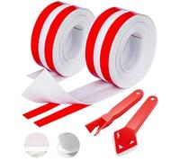 HonexCesng Joint Salle de Bain Auto-Adhésif PVC Blanc - Ruban d'Étanchéité - Alternative au Silicone Anti-Moisissure pour Baignoire, Douche & Cuisine - Pli Central 180° (White, 4M X 38mm 2pcs)