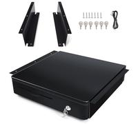 HONEY BEAR Tiroir de caisse enregistreuse avec support pour système POS - Imprimante thermique - Interface RJ11 12 V - 4 billets et 8 pièces de monnaie - Noir - 40 x 40,5 x 9 cm